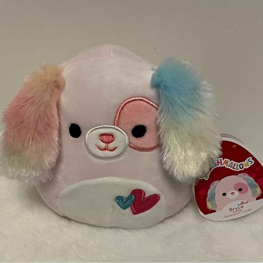 Squishmallow Bryce Dog 🐶, Rainbow 🌈 Furry Ears, Valentine’s Day 2022, 5” New